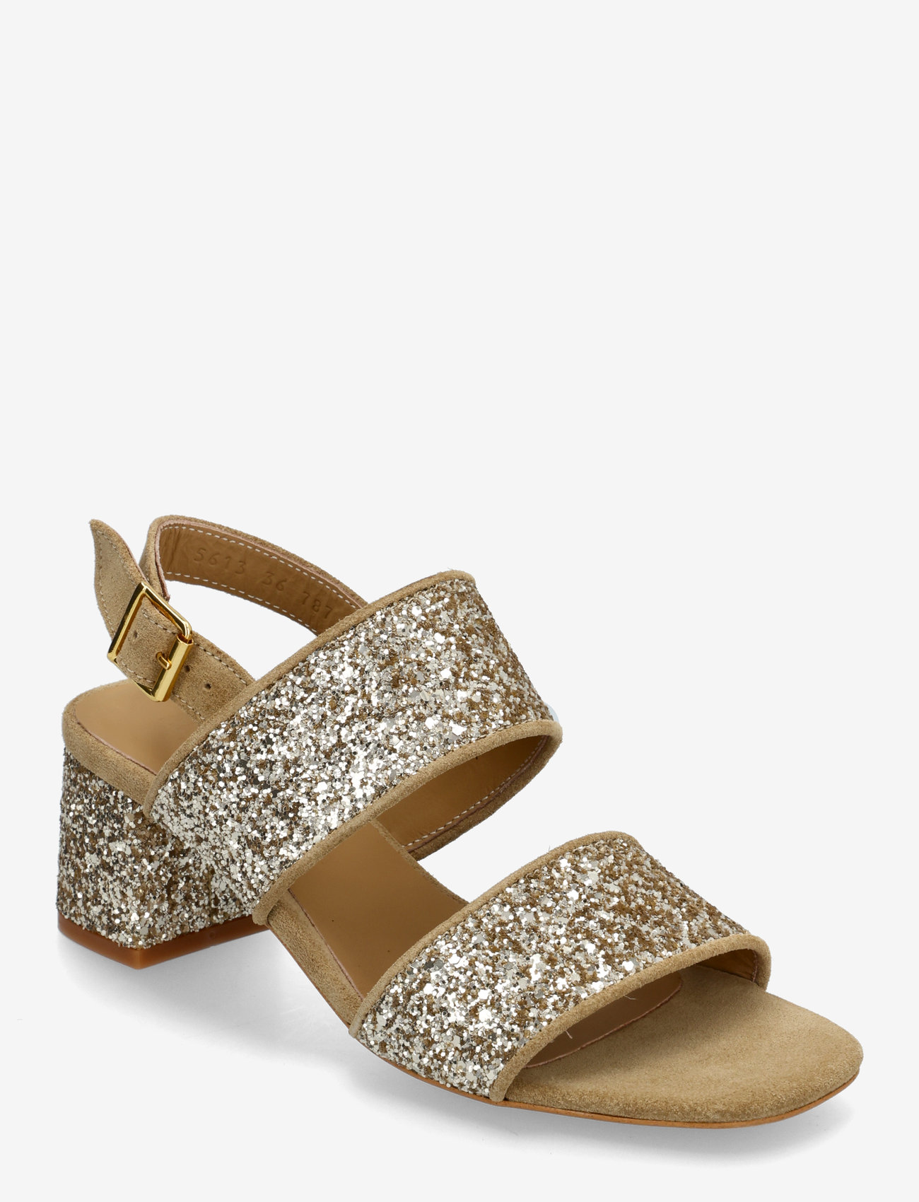 ANGULUS - Sandals - Block heels - sandaletten - 2217/3618 sand/champagne glitt - 0