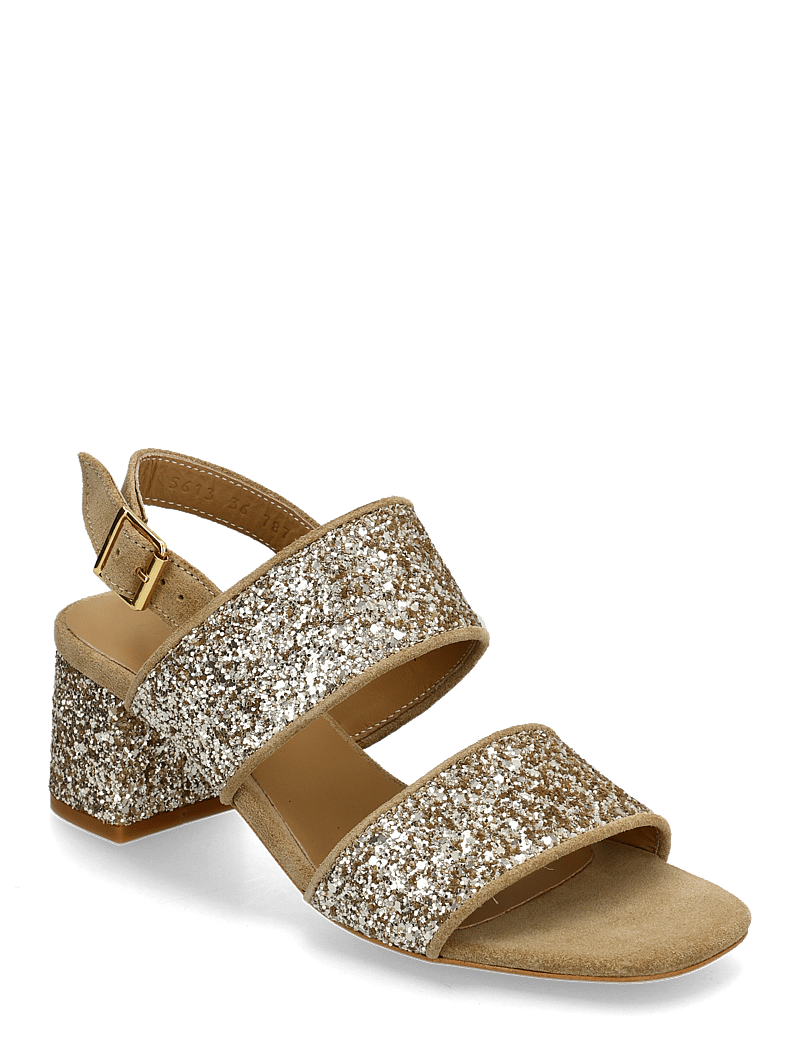 ANGULUS - Sandals - Block heels - sandaletten - 2217/3618 sand/champagne glitt - 0
