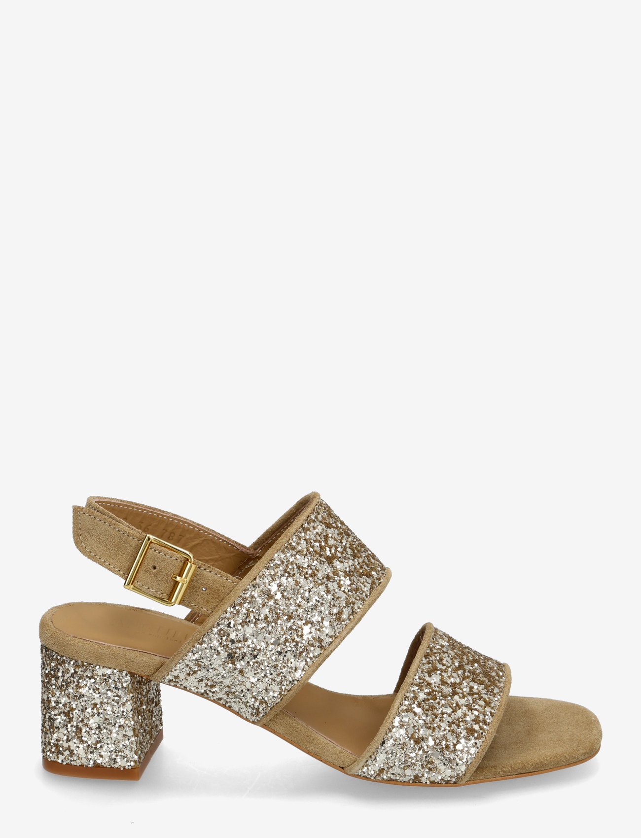 ANGULUS - Sandals - Block heels - sandaletten - 2217/3618 sand/champagne glitt - 1