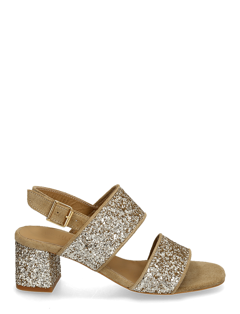 ANGULUS - Sandals - Block heels - sandaletten - 2217/3618 sand/champagne glitt - 1