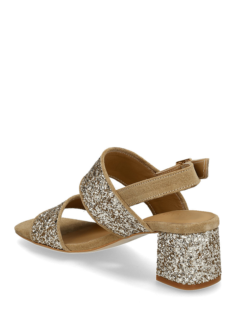 ANGULUS - Sandals - Block heels - sandaletten - 2217/3618 sand/champagne glitt - 2