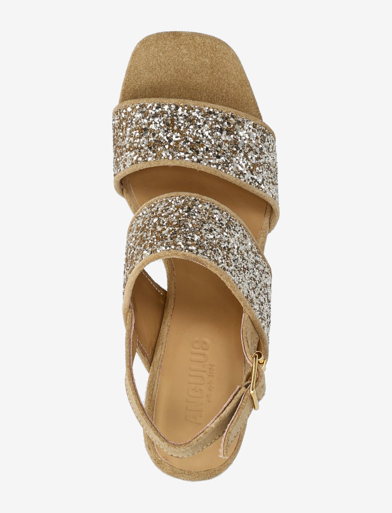 ANGULUS - Sandals - Block heels - sandaletten - 2217/3618 sand/champagne glitt - 3