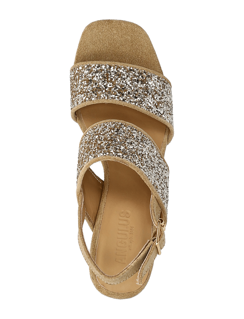 ANGULUS - Sandals - Block heels - sandaletten - 2217/3618 sand/champagne glitt - 3