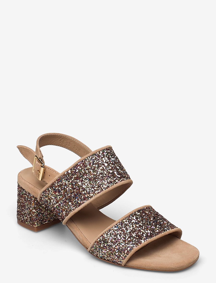 ANGULUS - Sandals - Block heels - augstpapēžu sandales - 1149/2488 sand/multi glitter - 0