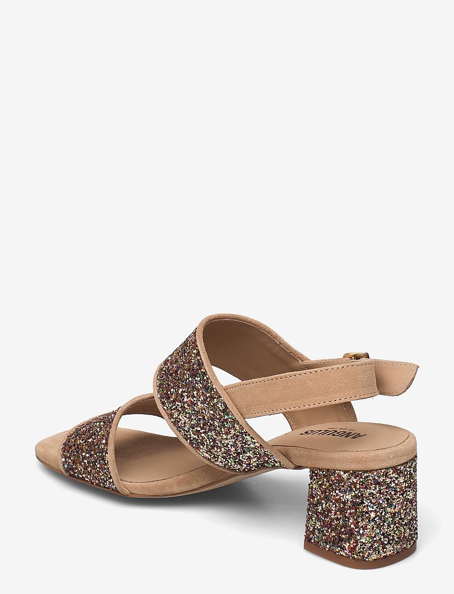 ANGULUS - Sandals - Block heels - augstpapēžu sandales - 1149/2488 sand/multi glitter - 2