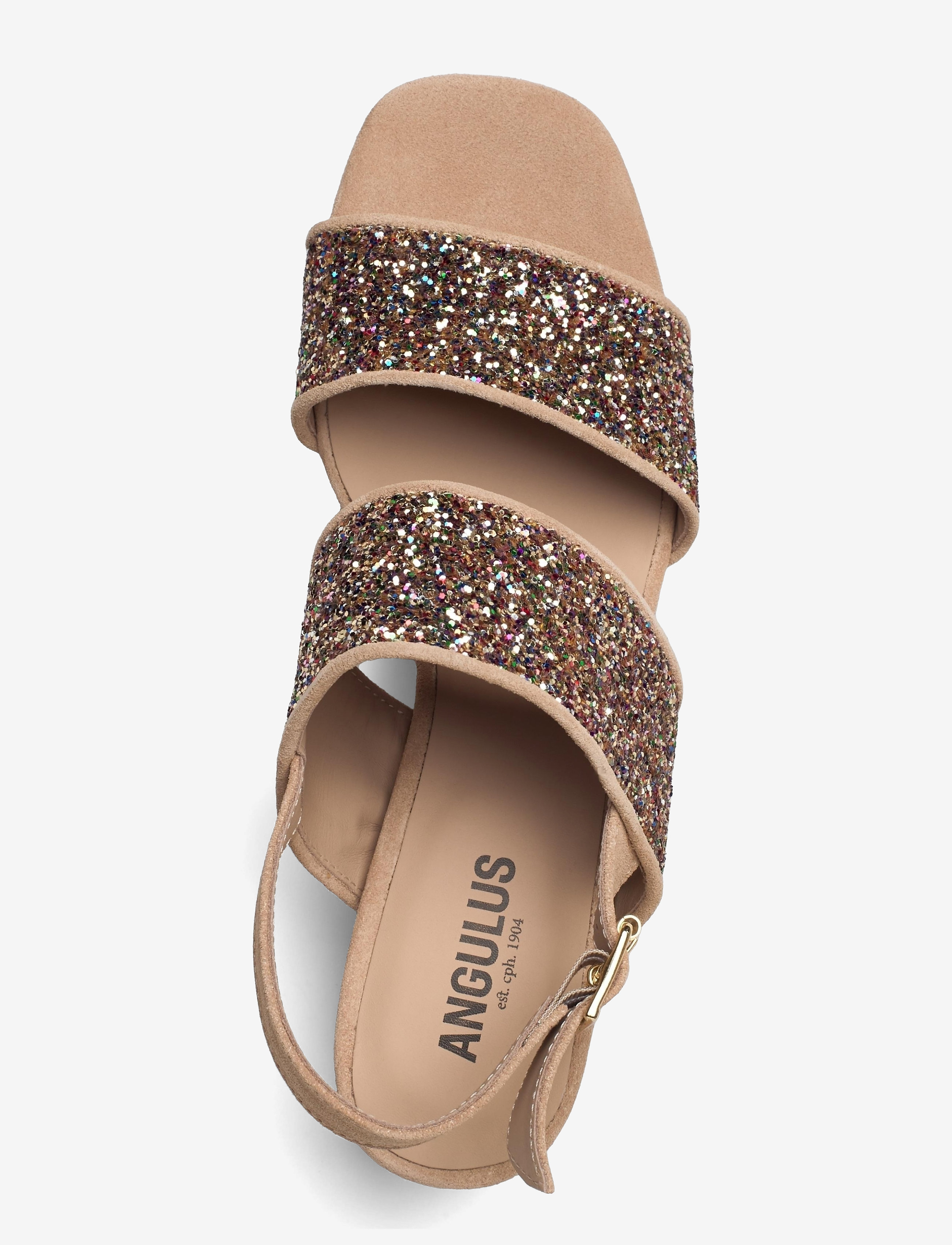 ANGULUS - Sandals - Block heels - augstpapēžu sandales - 1149/2488 sand/multi glitter - 3