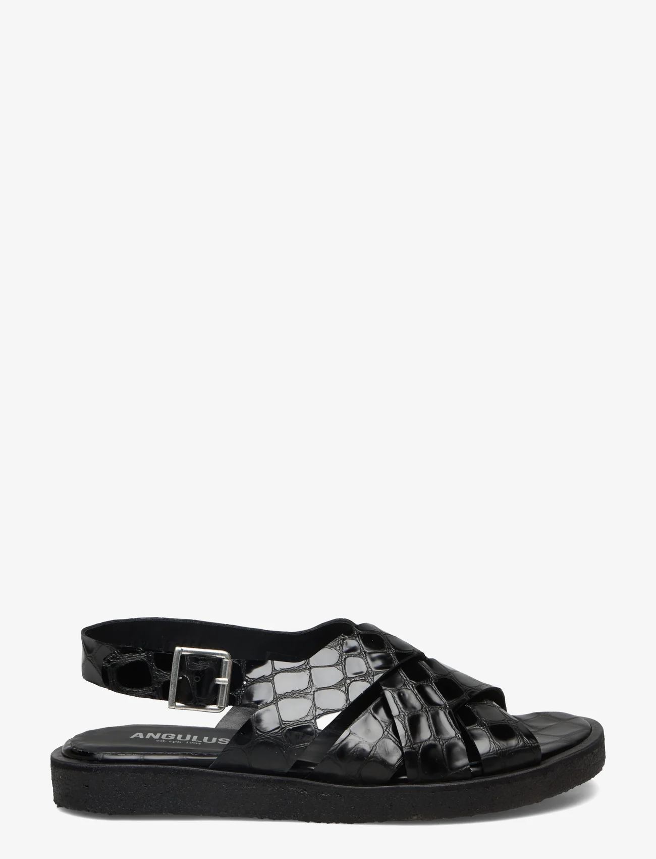 ANGULUS - Sandals - flat - open toe - op - 1674 black croco - 1