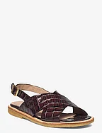 Sandals - flat - open toe - op - 1672 BROWN CROCO