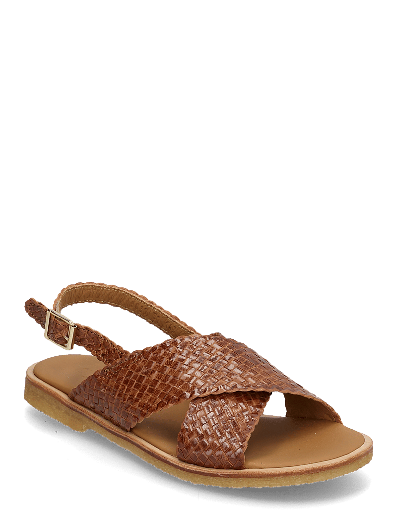 ANGULUS - Sandals - flat - open toe - op - lygiapadės basutės - 3614 tan braid - 0
