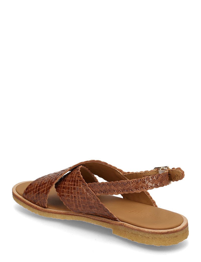ANGULUS - Sandals - flat - open toe - op - lygiapadės basutės - 3614 tan braid - 2