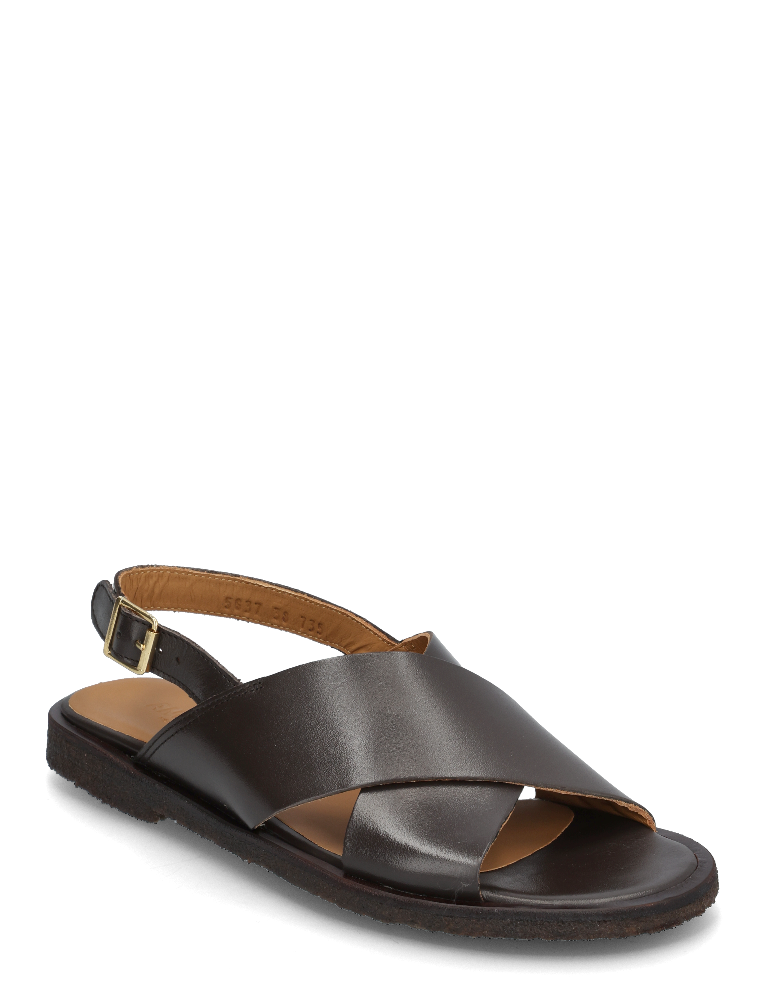 ANGULUS Sandals - flat  - open toe - op - Flache Sandalen - 3639 DARK BROWN / black