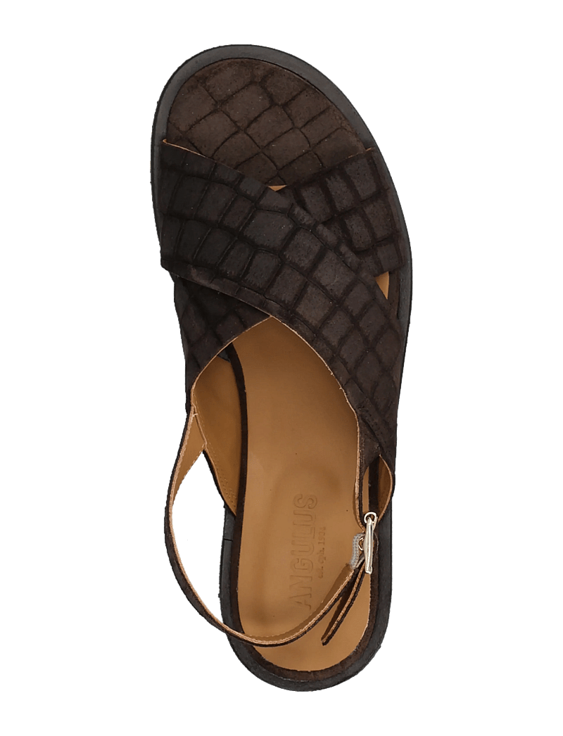 ANGULUS - Sandals - flat - open toe - op - flade sandaler - 4640 dark brown croco - 3