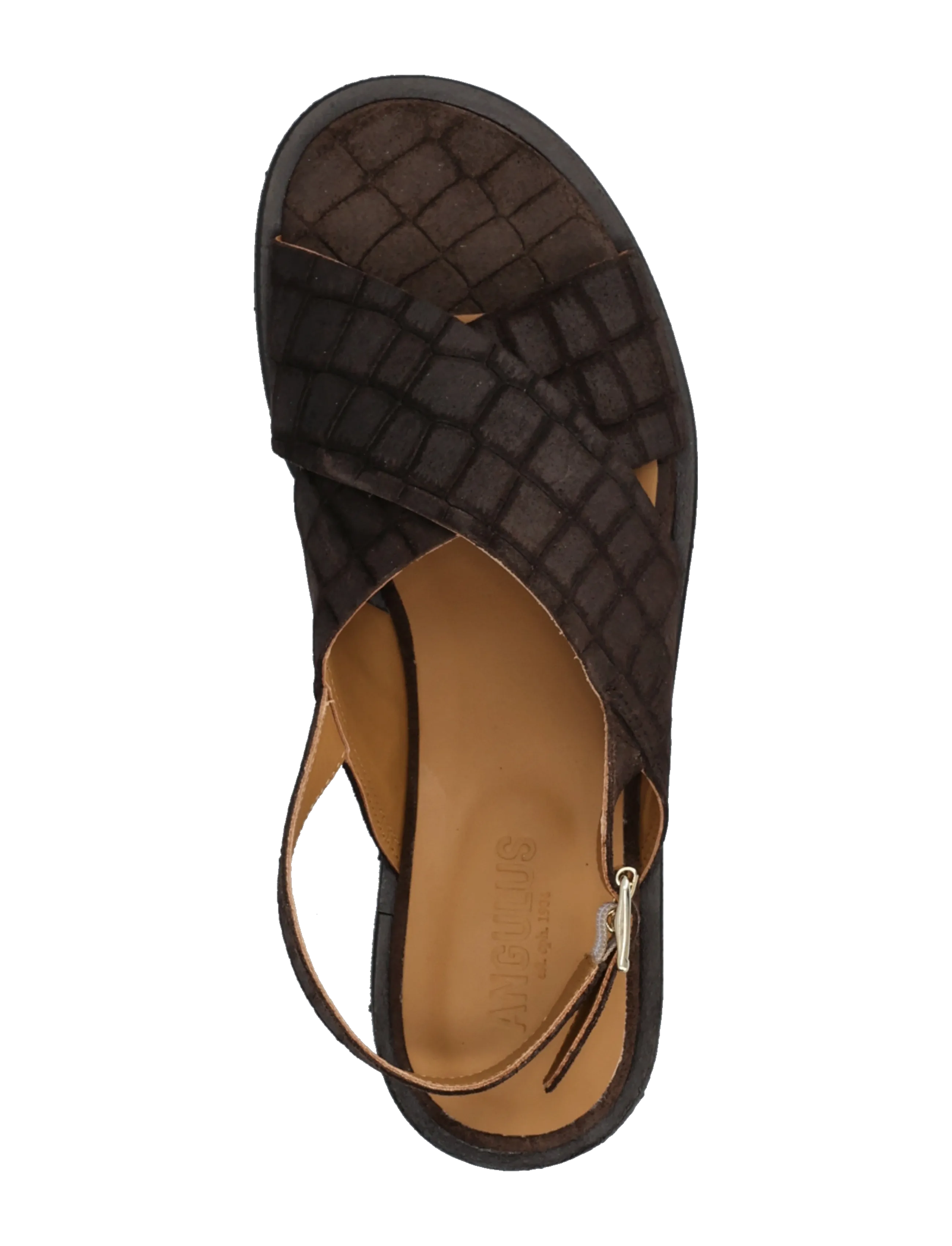 ANGULUS - Sandals - flat  - open toe - op - platta sandaler - 4640 dark brown croco - 3
