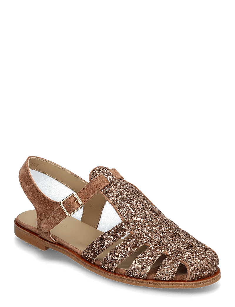 ANGULUS - Sandals - flat - closed toe - op - platta sandaler - 3297/3232 clay glitter/clay - 0