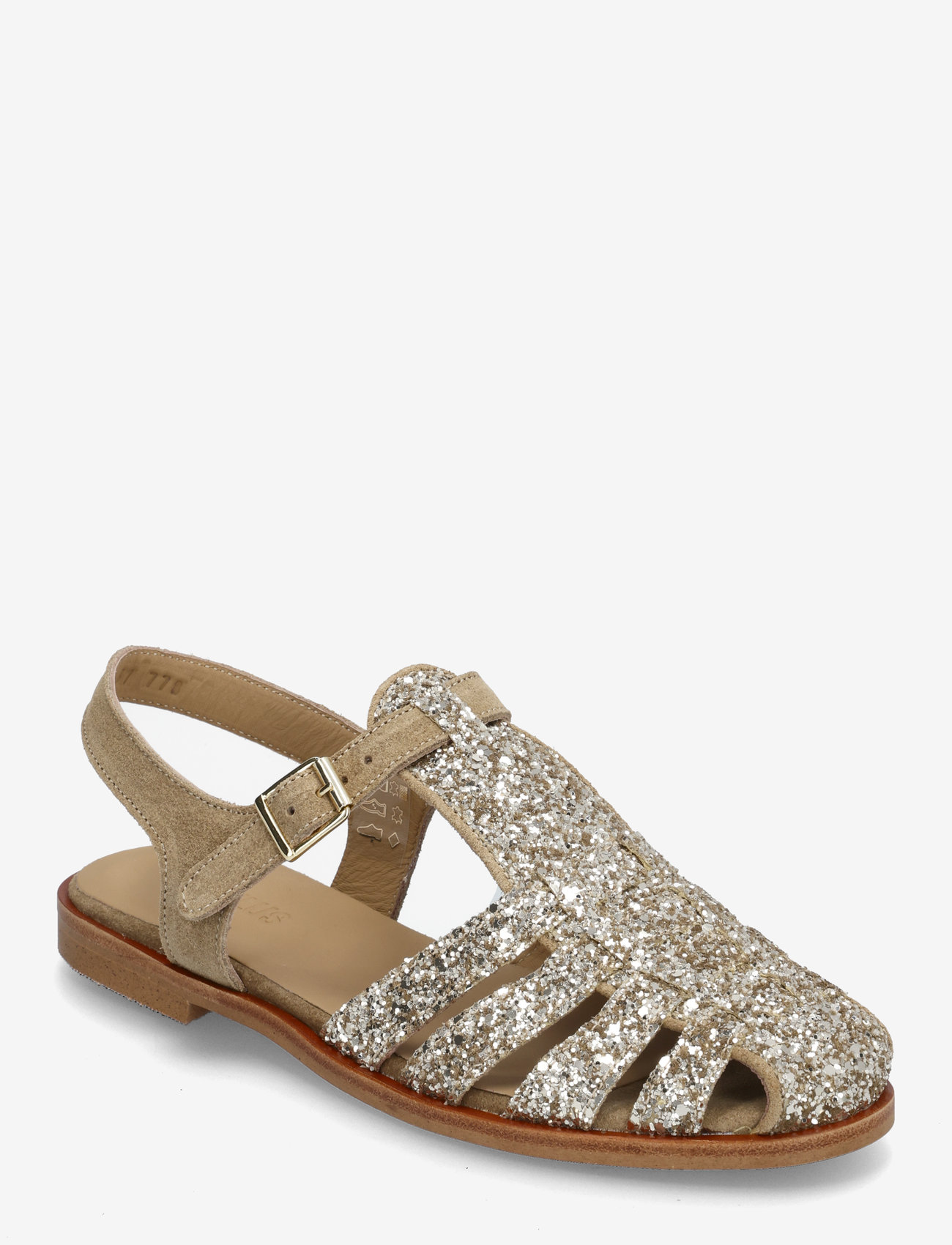 ANGULUS - Sandals - flat  - closed toe - op - flache sandalen - 3618/2217 champagne glitter/sa - 0