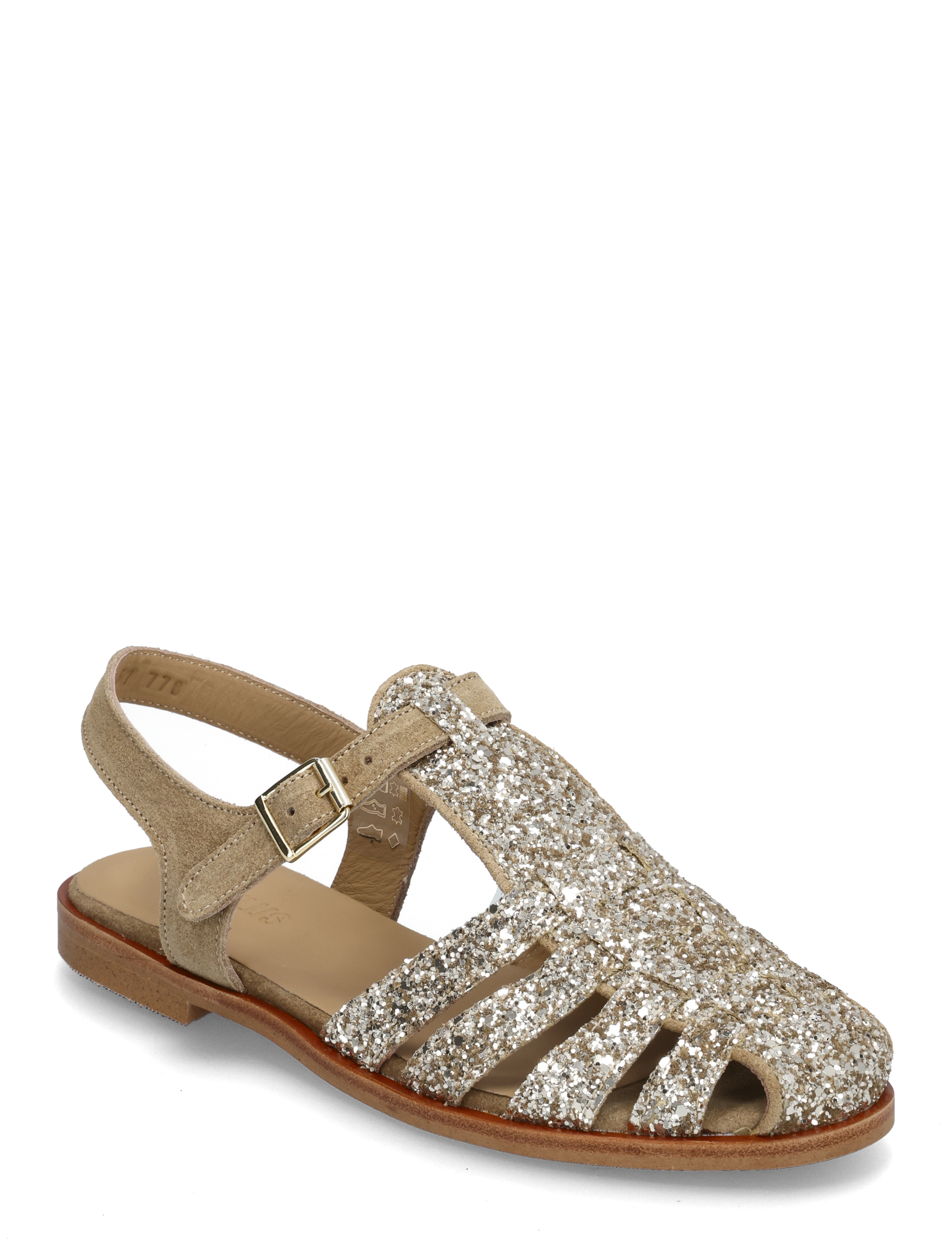 ANGULUS Sandals - flat  - closed toe - op - Flache Sandalen - 3618/2217 CHAMPAGNE GLITTER/SA / gold