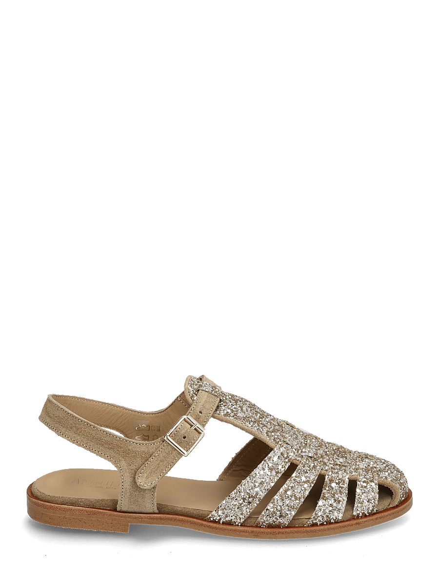 ANGULUS - Sandals - flat - closed toe - op - zempapēžu sandales - 3618/2217 champagne glitter/sa - 1