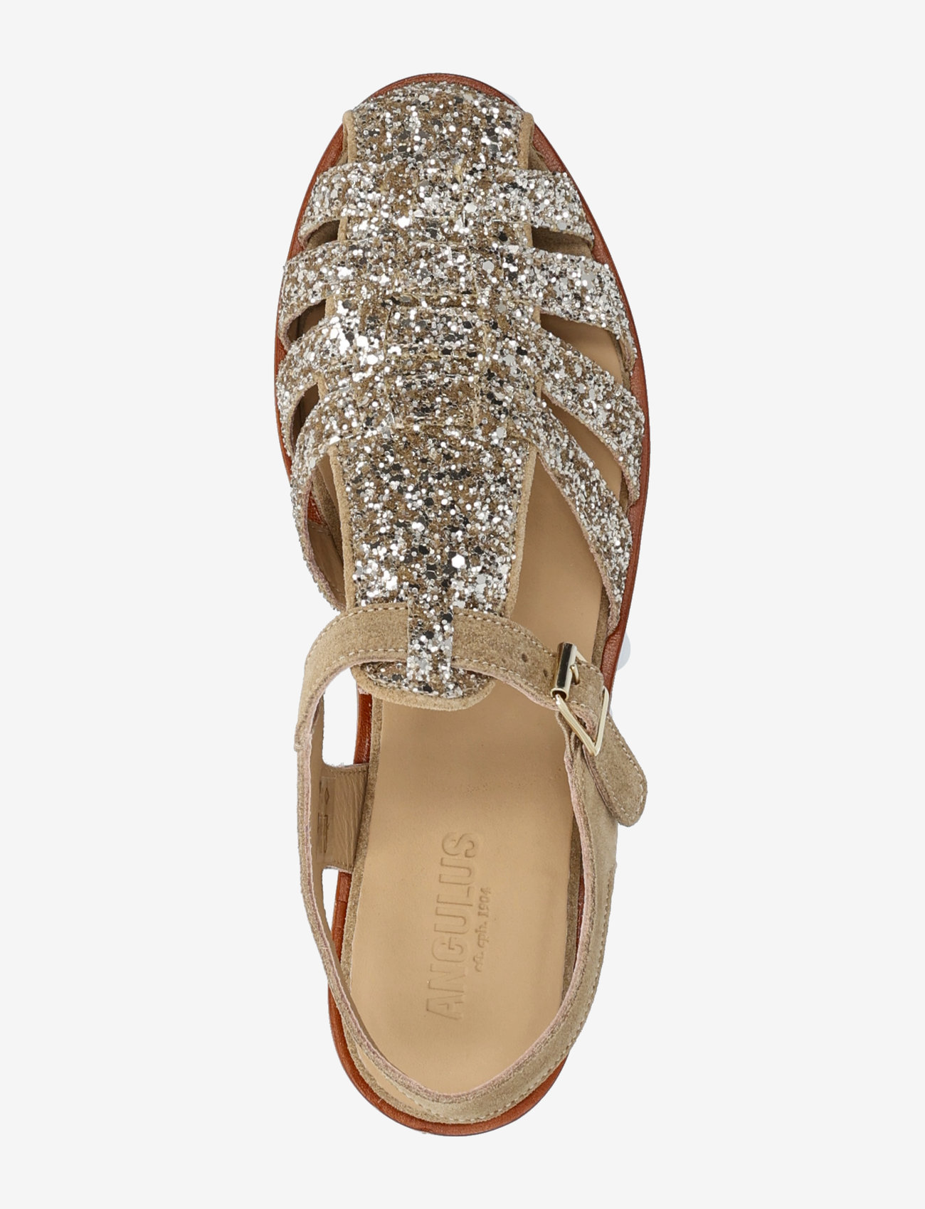 ANGULUS - Sandals - flat  - closed toe - op - flache sandalen - 3618/2217 champagne glitter/sa - 3