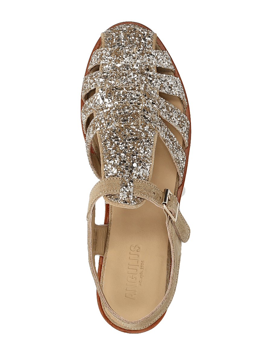 ANGULUS - Sandals - flat - closed toe - op - zempapēžu sandales - 3618/2217 champagne glitter/sa - 3