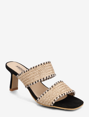 ANGULUS - Sandals - Block heels - festkläder till outletpriser - 2062/1163 raffia black - 0