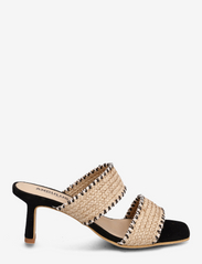 ANGULUS - Sandals - Block heels - festklær til outlet-priser - 2062/1163 raffia black - 1