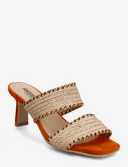 ANGULUS - Sandals - Block heels - festklær til outlet-priser - 2063/2225 raffia/orange - 0