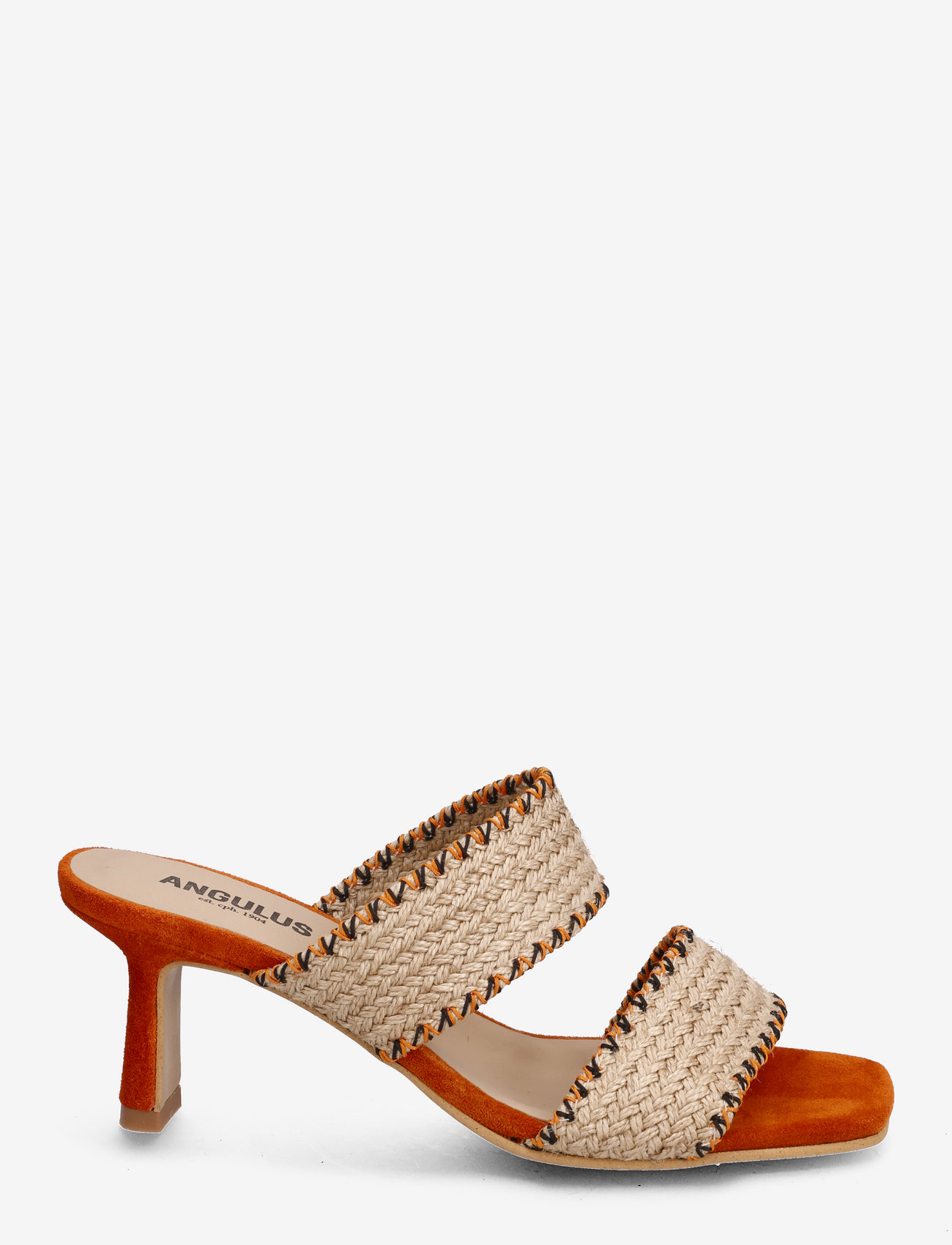 ANGULUS - Sandals - Block heels - festkläder till outletpriser - 2063/2225 raffia/orange - 1