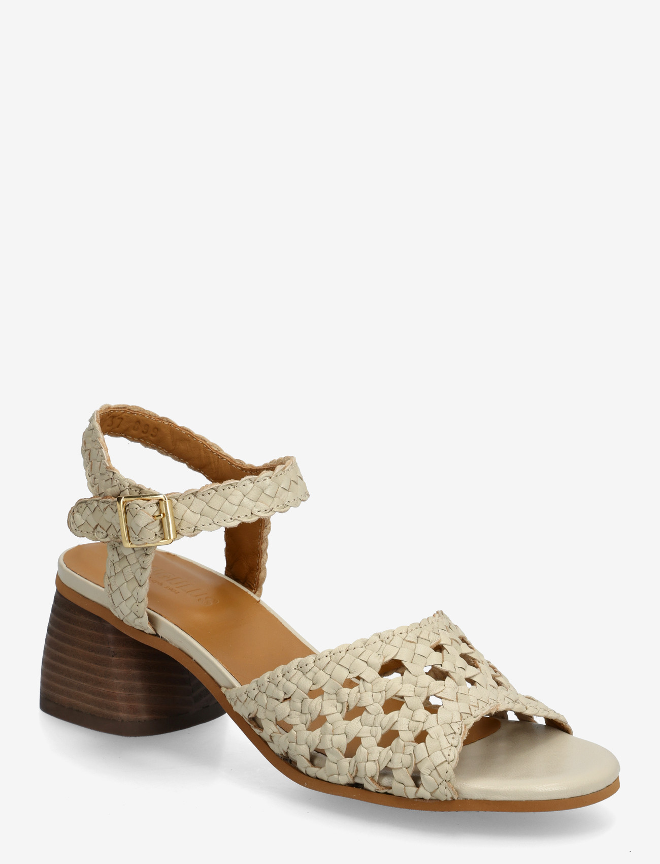 ANGULUS - Sandals - Block heels - lahtised kontsakingad - 2073 buttermilk - 0