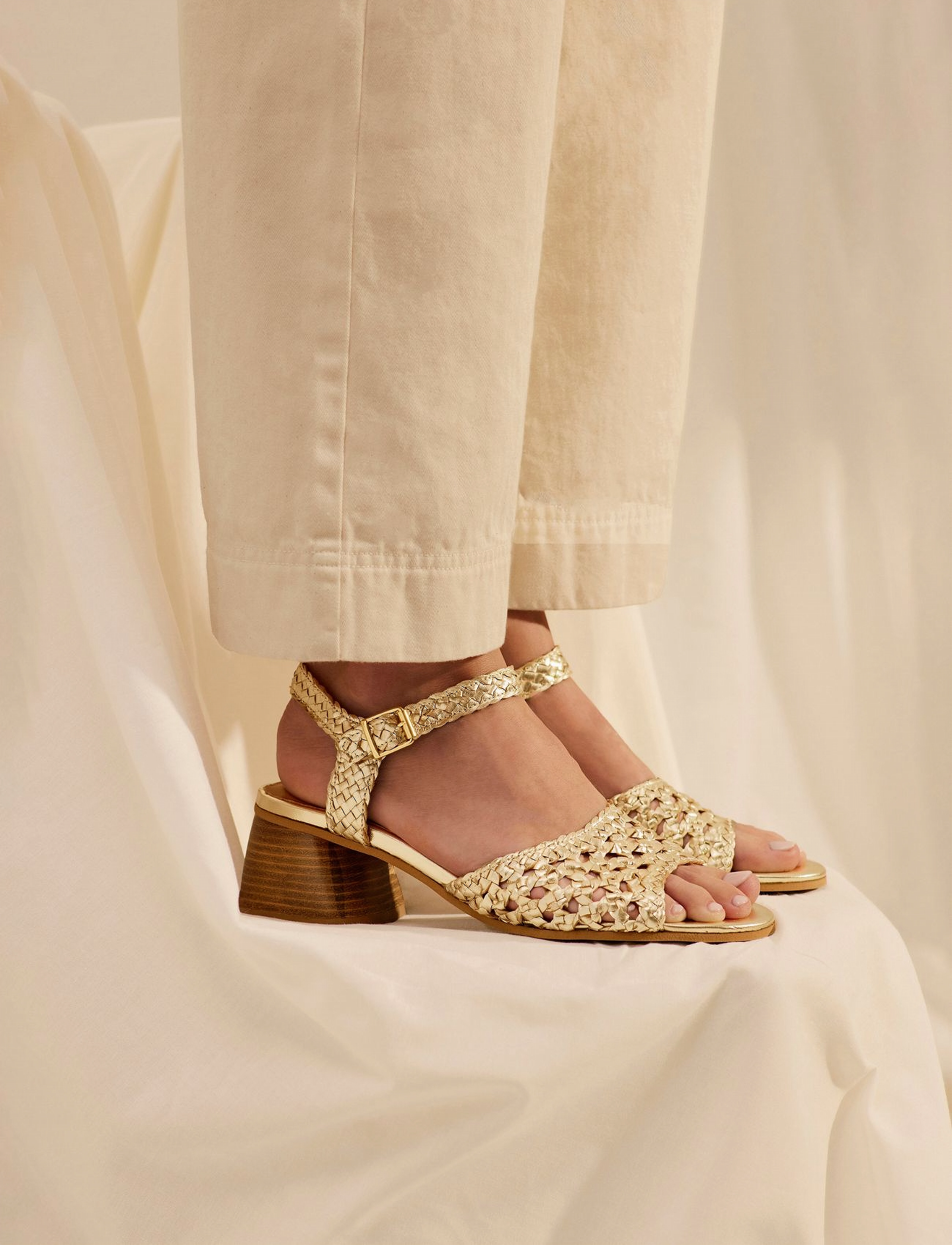 ANGULUS Sandals Block Heels, 39, Gold - Heeled Sandals, Frauen