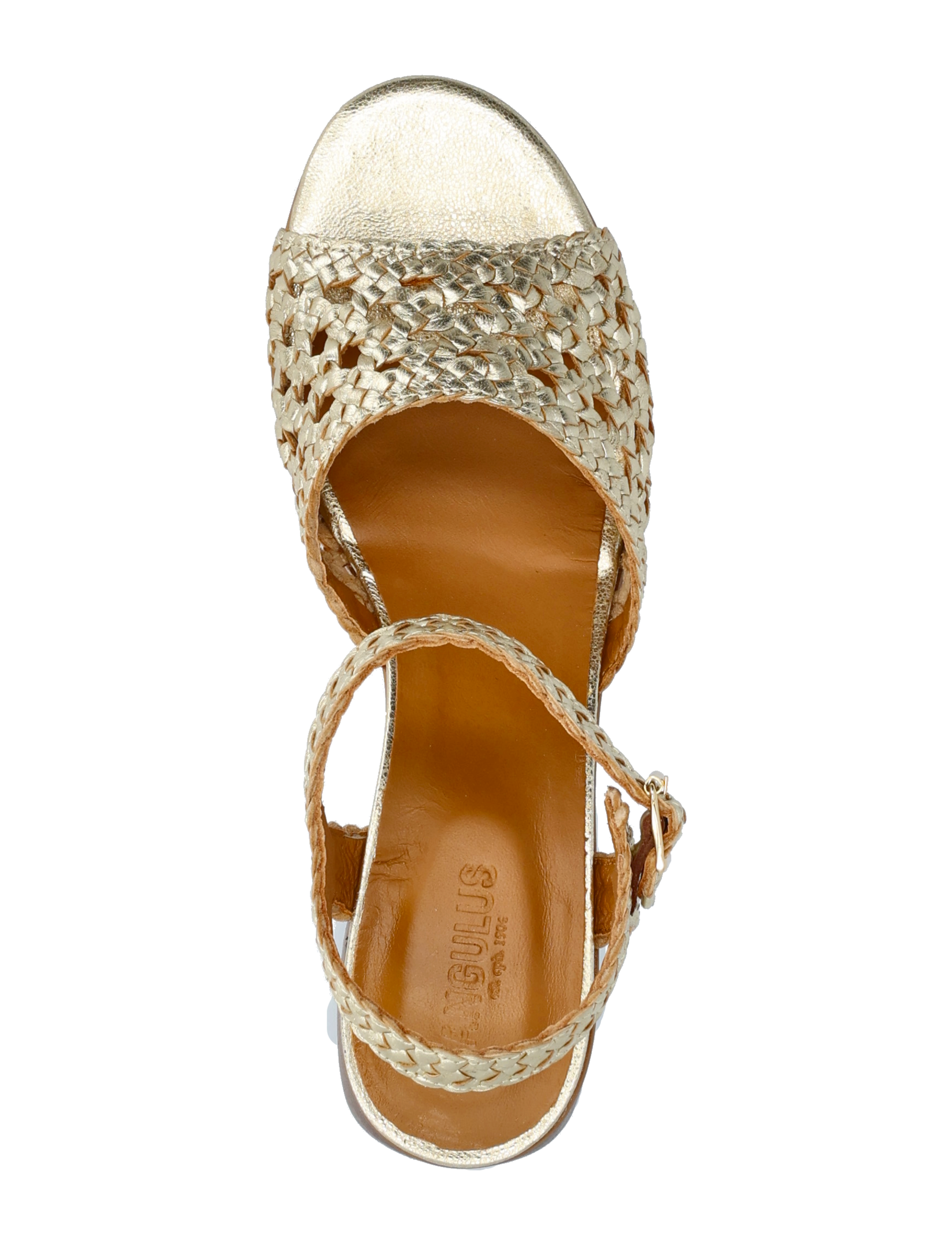 ANGULUS - Sandals - Block heels - lahtised kontsakingad - 3612 gold braid - 4