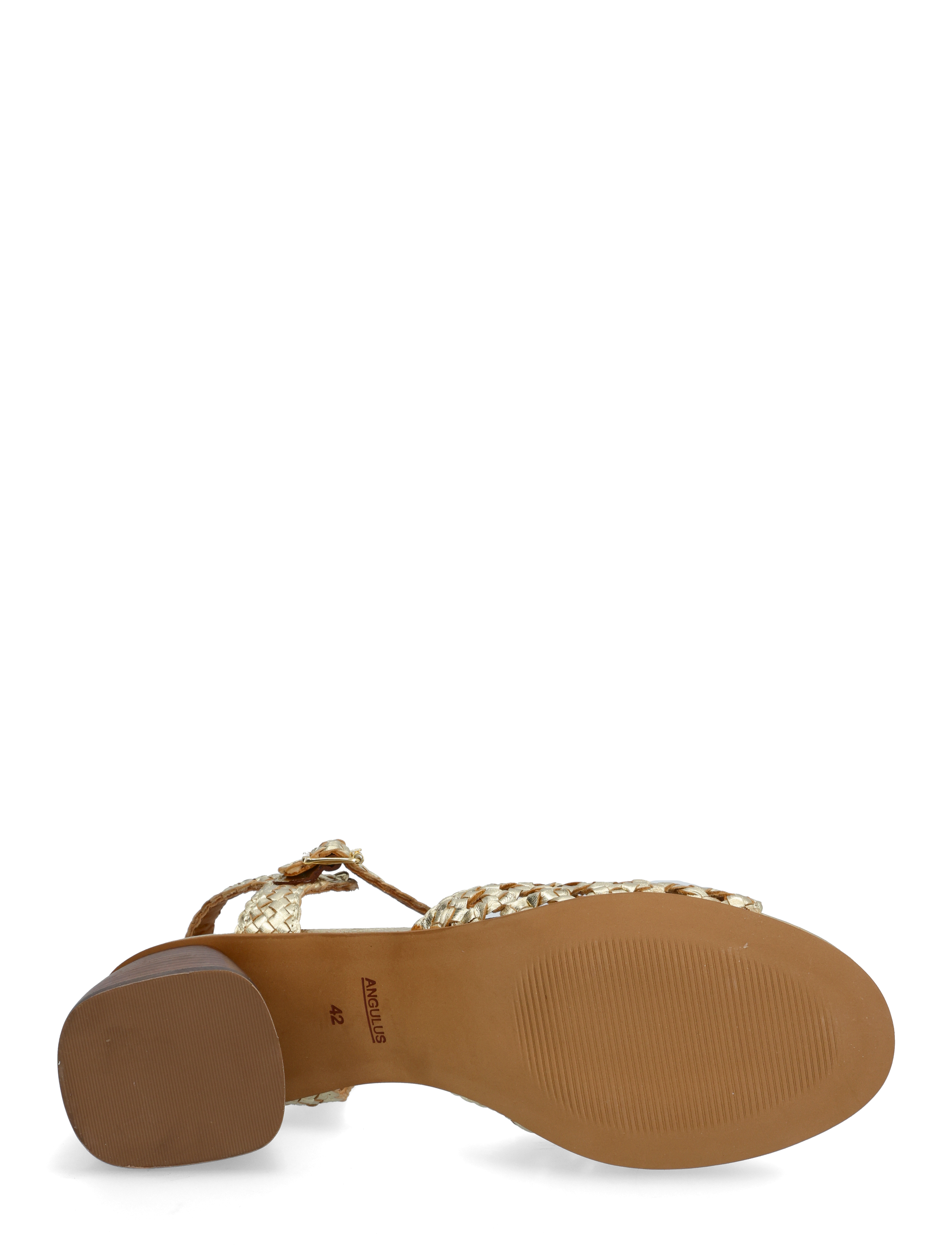 ANGULUS - Sandals - Block heels - lahtised kontsakingad - 3612 gold braid - 5