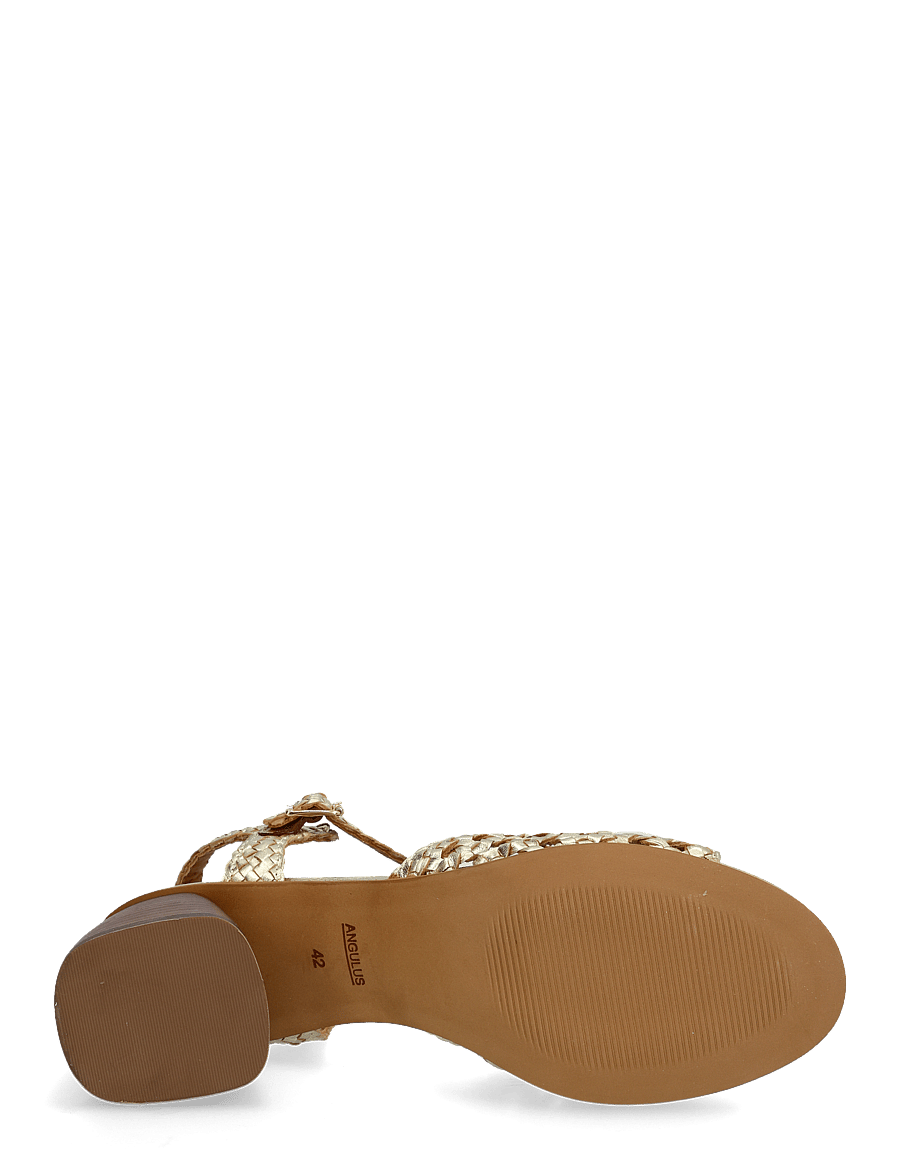 ANGULUS - Sandals - Block heels - kontsaga sandaalid - 3612 gold braid - 5