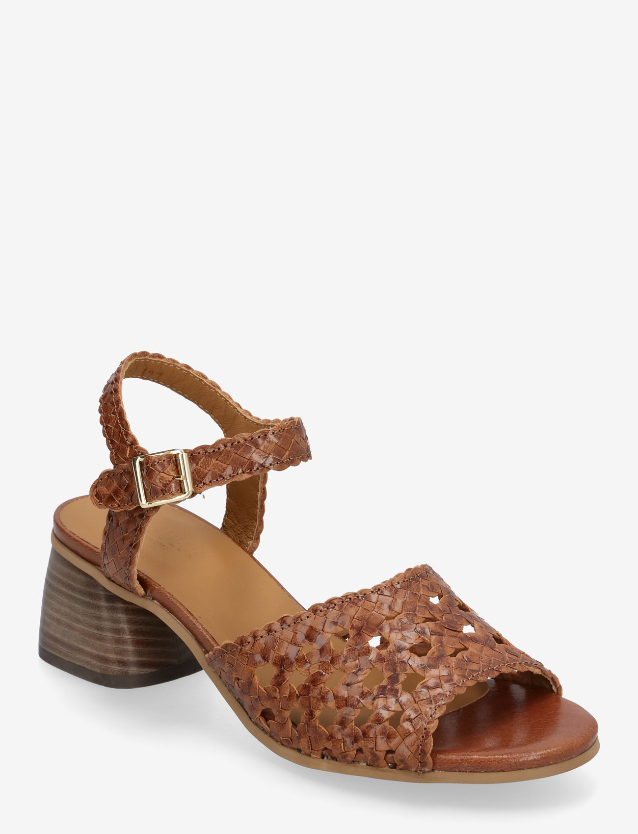 ANGULUS - Sandals - Block heels - sandaletten - 3614 tan braid - 0