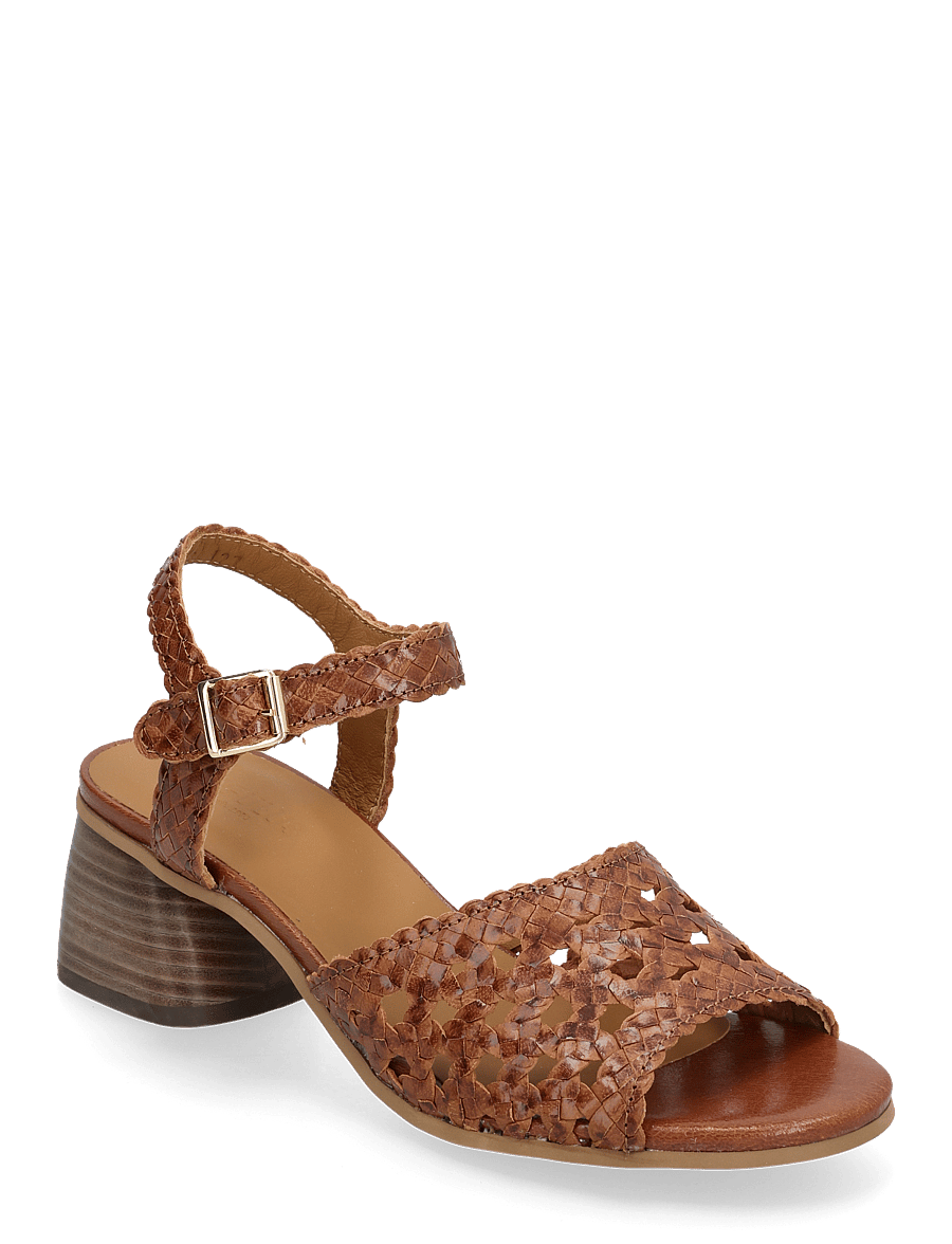 ANGULUS - Sandals - Block heels - sandaletten - 3614 tan braid - 0