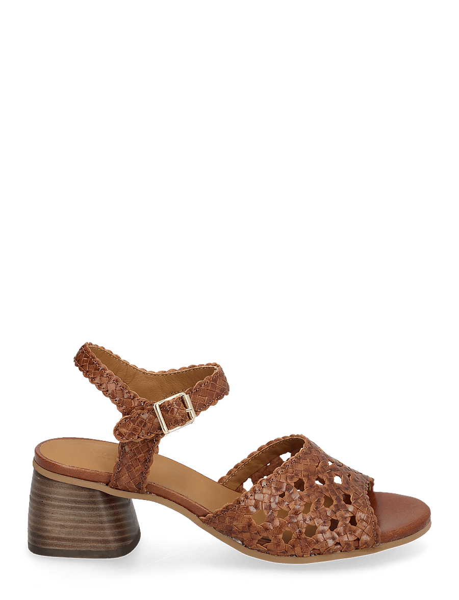 ANGULUS - Sandals - Block heels - sandaletten - 3614 tan braid - 1