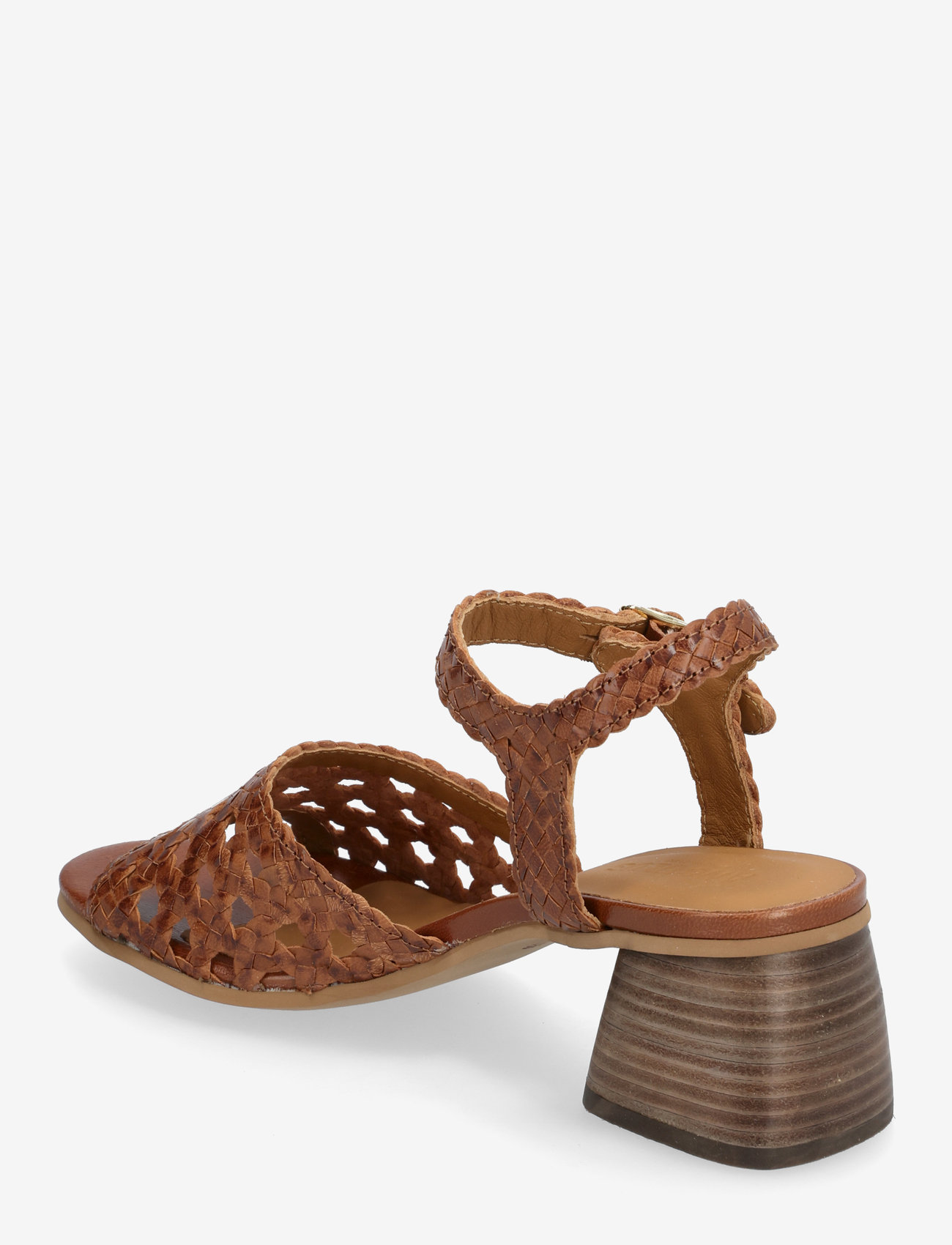 ANGULUS - Sandals - Block heels - sandaletten - 3614 tan braid - 2