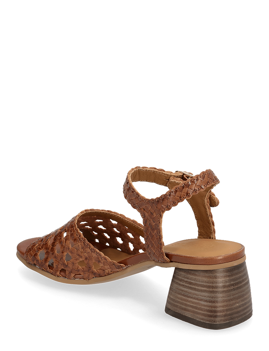 ANGULUS - Sandals - Block heels - sandaletten - 3614 tan braid - 2