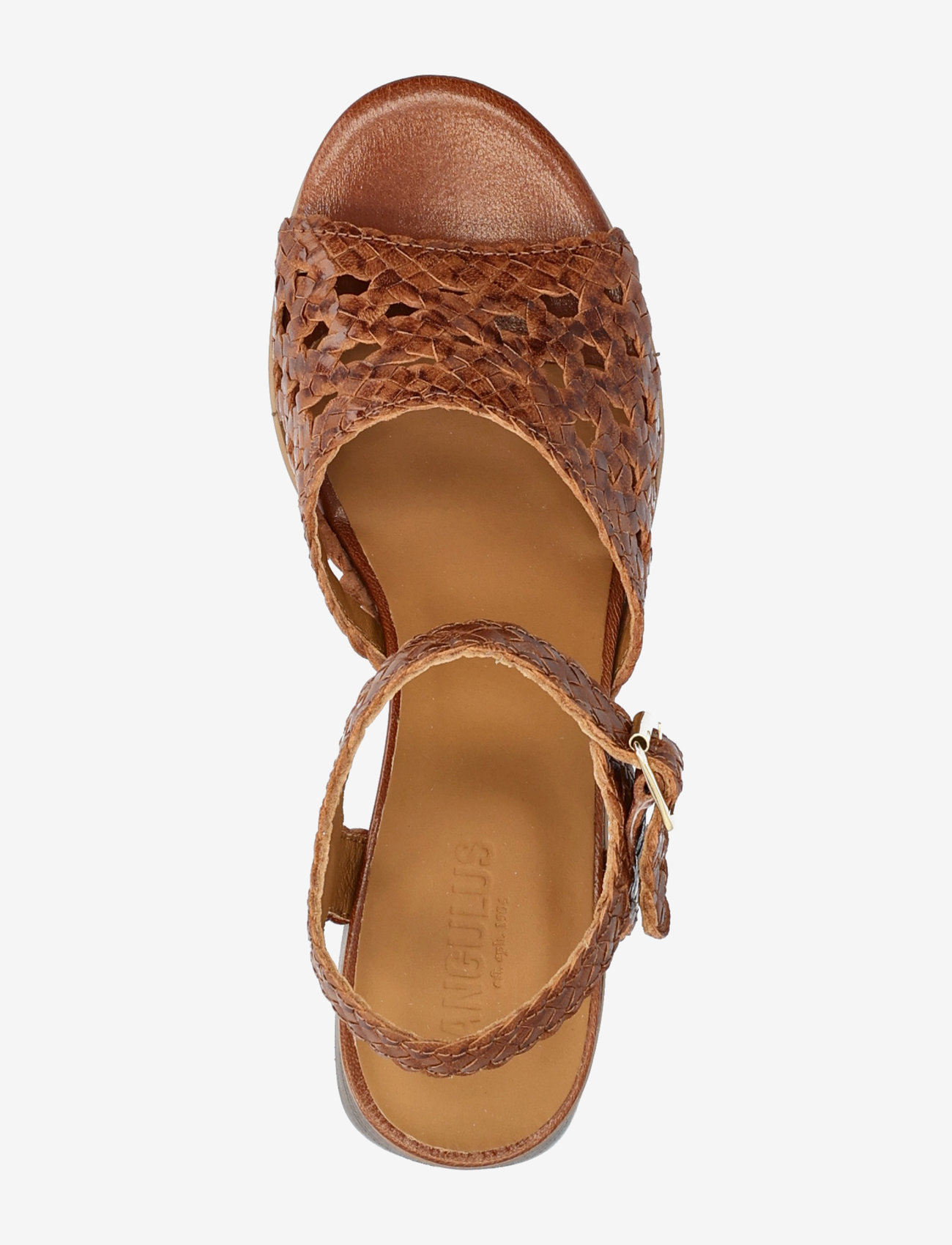 ANGULUS - Sandals - Block heels - sandaletten - 3614 tan braid - 3