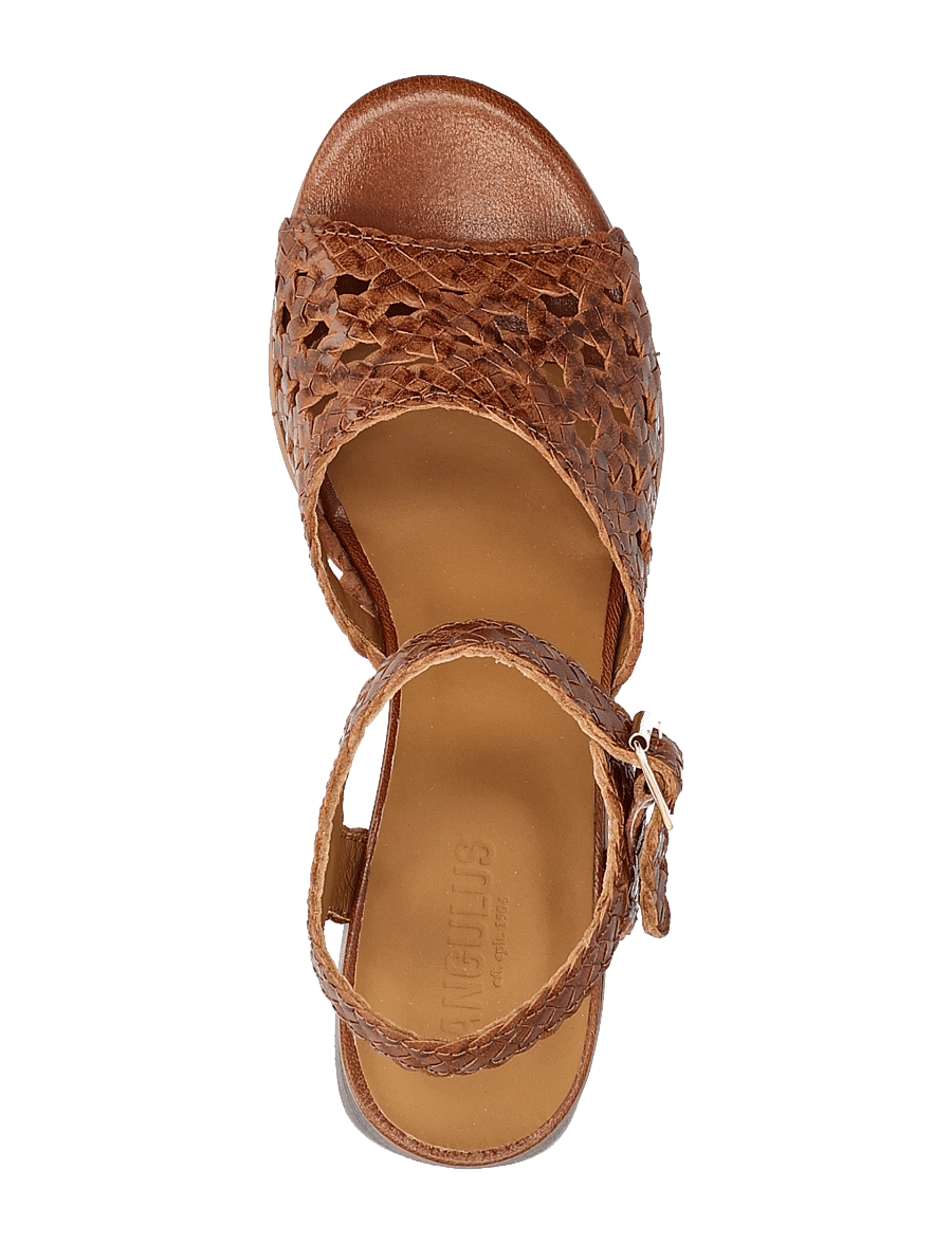 ANGULUS - Sandals - Block heels - sandaletten - 3614 tan braid - 3