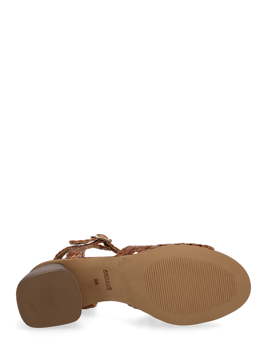 ANGULUS - Sandals - Block heels - sandaletten - 3614 tan braid - 4