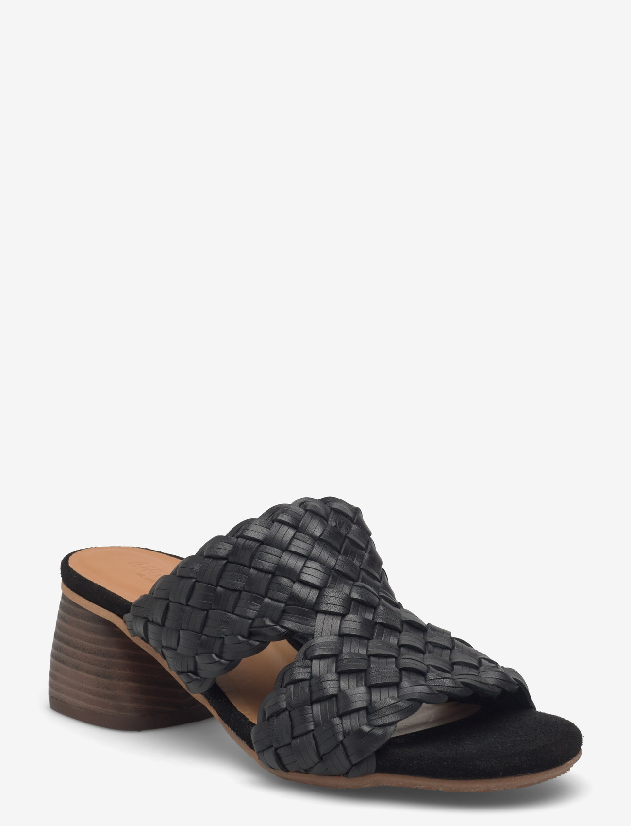 ANGULUS - Sandals - Block heels - pantoletten mit absätzen - 4688/1163 black braid/black - 0
