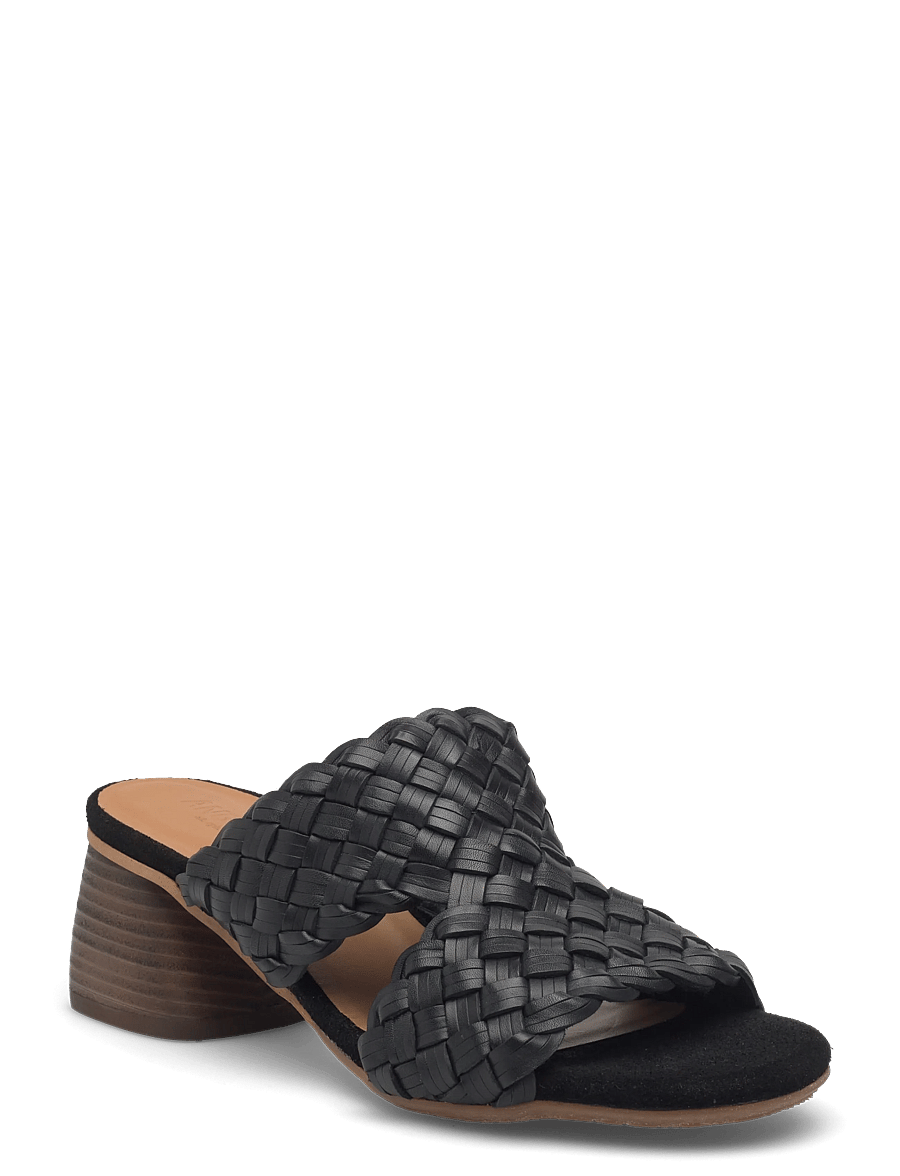 ANGULUS - Sandals - Block heels - mules með hælum - 4688/1163 black braid/black - 0