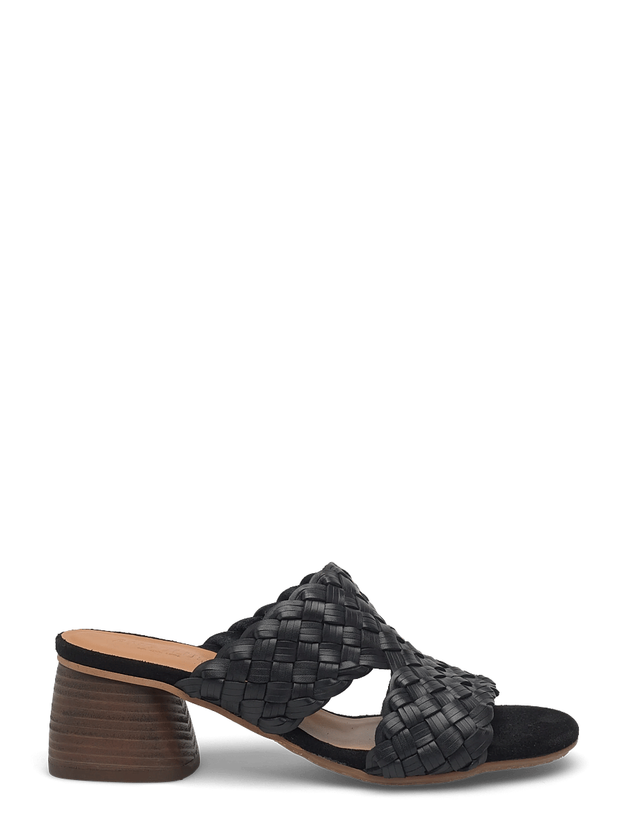 ANGULUS - Sandals - Block heels - mules með hælum - 4688/1163 black braid/black - 1
