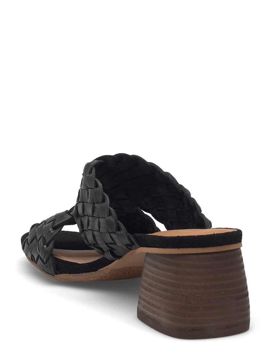 ANGULUS - Sandals - Block heels - mules með hælum - 4688/1163 black braid/black - 2