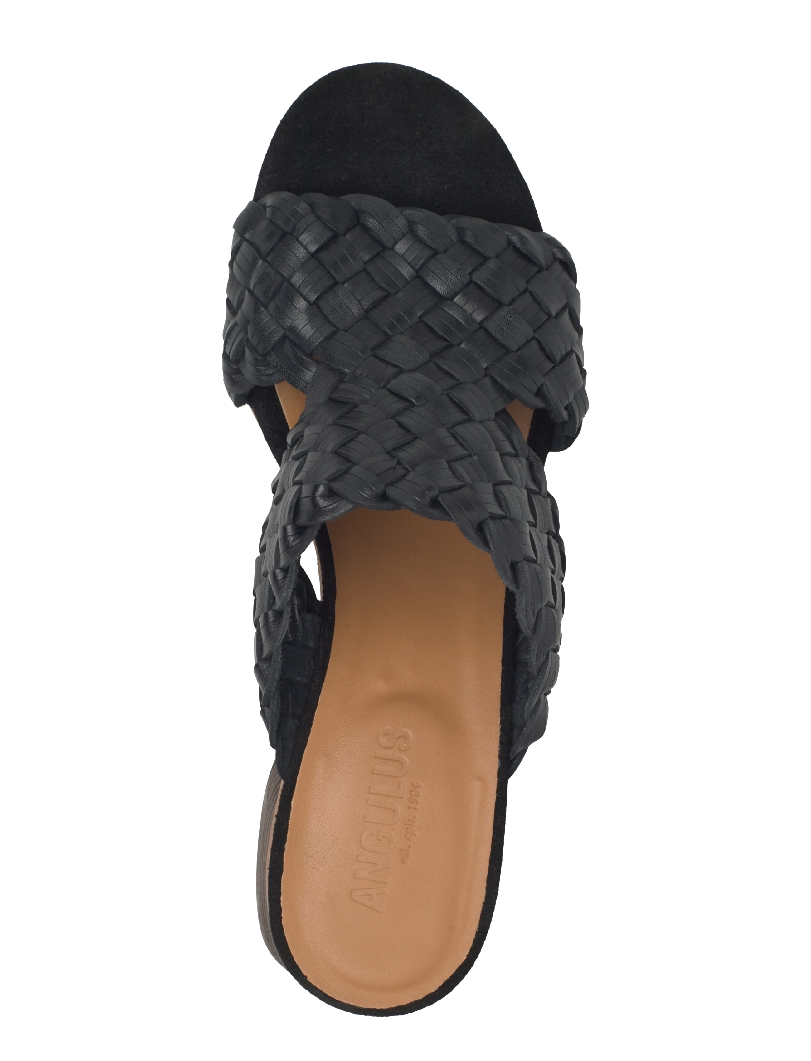 ANGULUS - Sandals - Block heels - mules með hælum - 4688/1163 black braid/black - 3