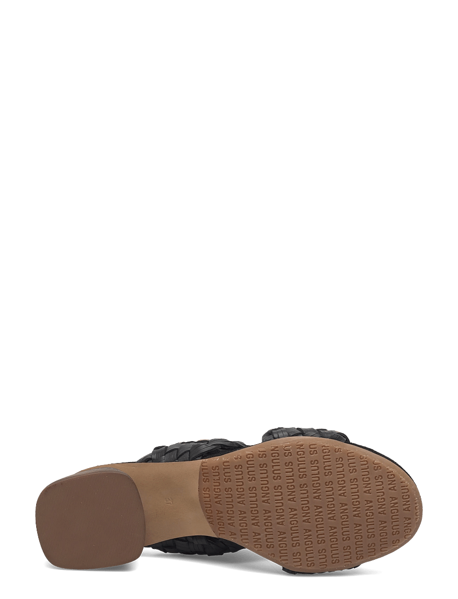 ANGULUS - Sandals - Block heels - mules með hælum - 4688/1163 black braid/black - 4