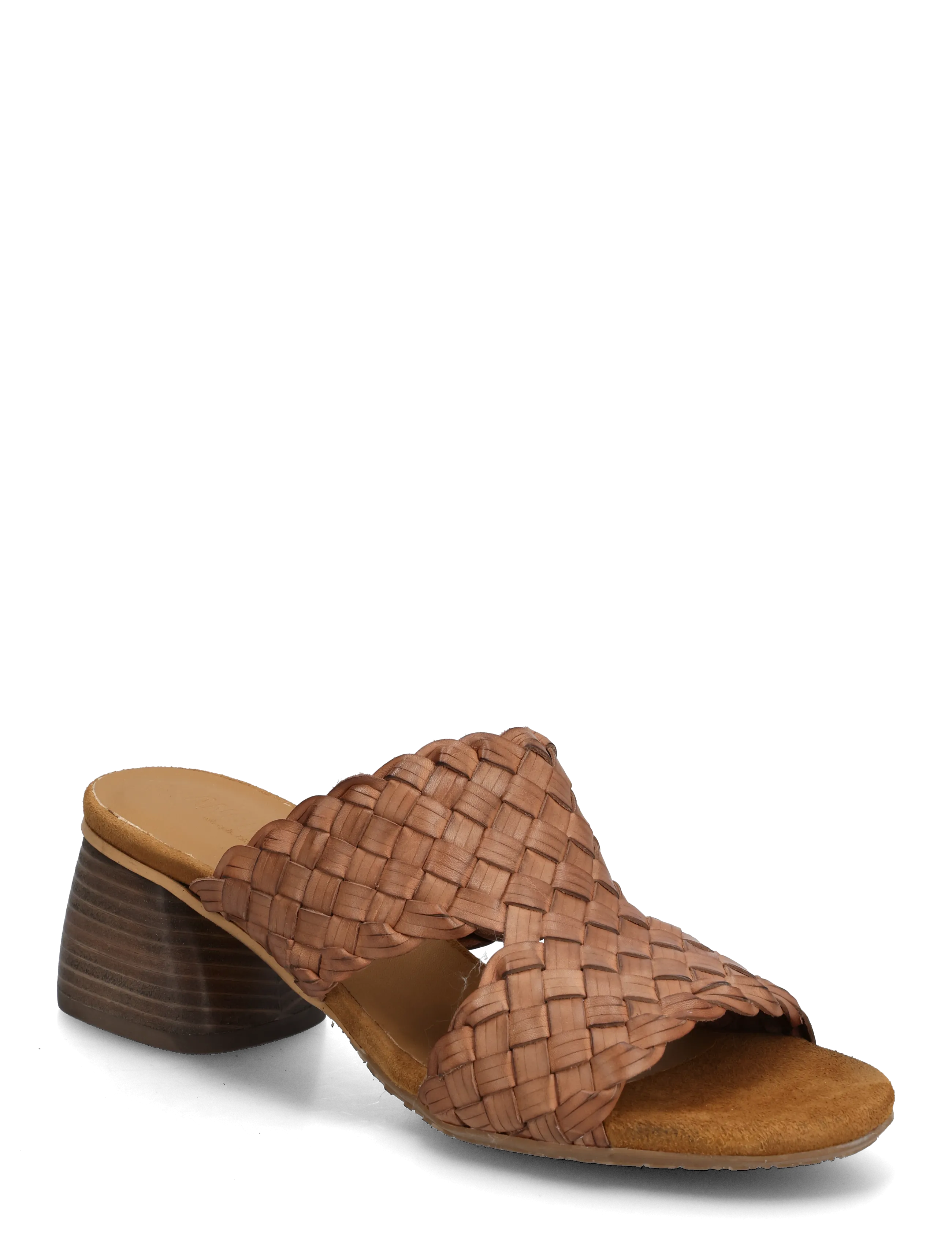 ANGULUS Sandals - Block heels - Pantoletten - 4685/F46 TAN BRAID / brown