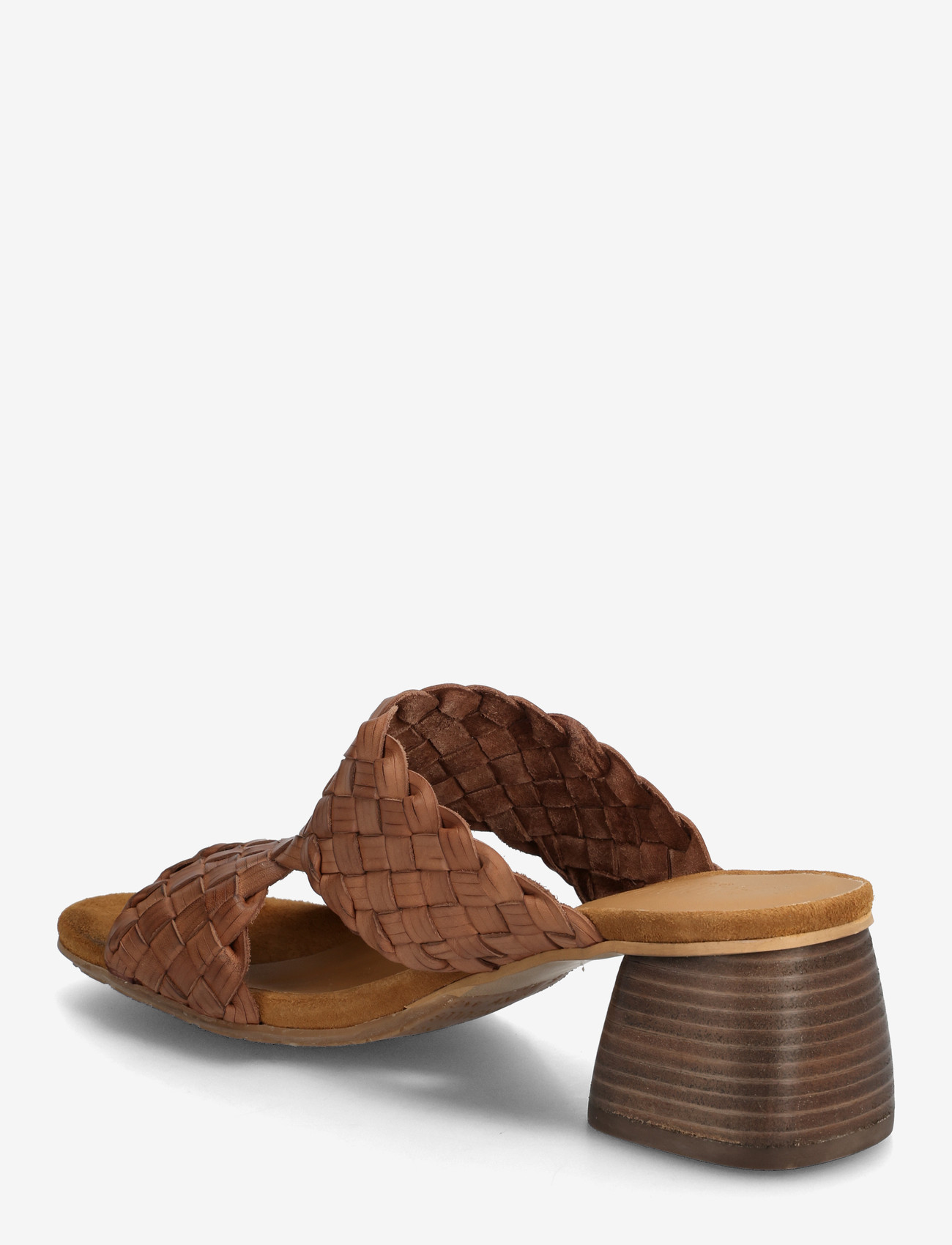 ANGULUS - Sandals - Block heels - pantoletten mit absätzen - 4685/f46 tan braid - 2