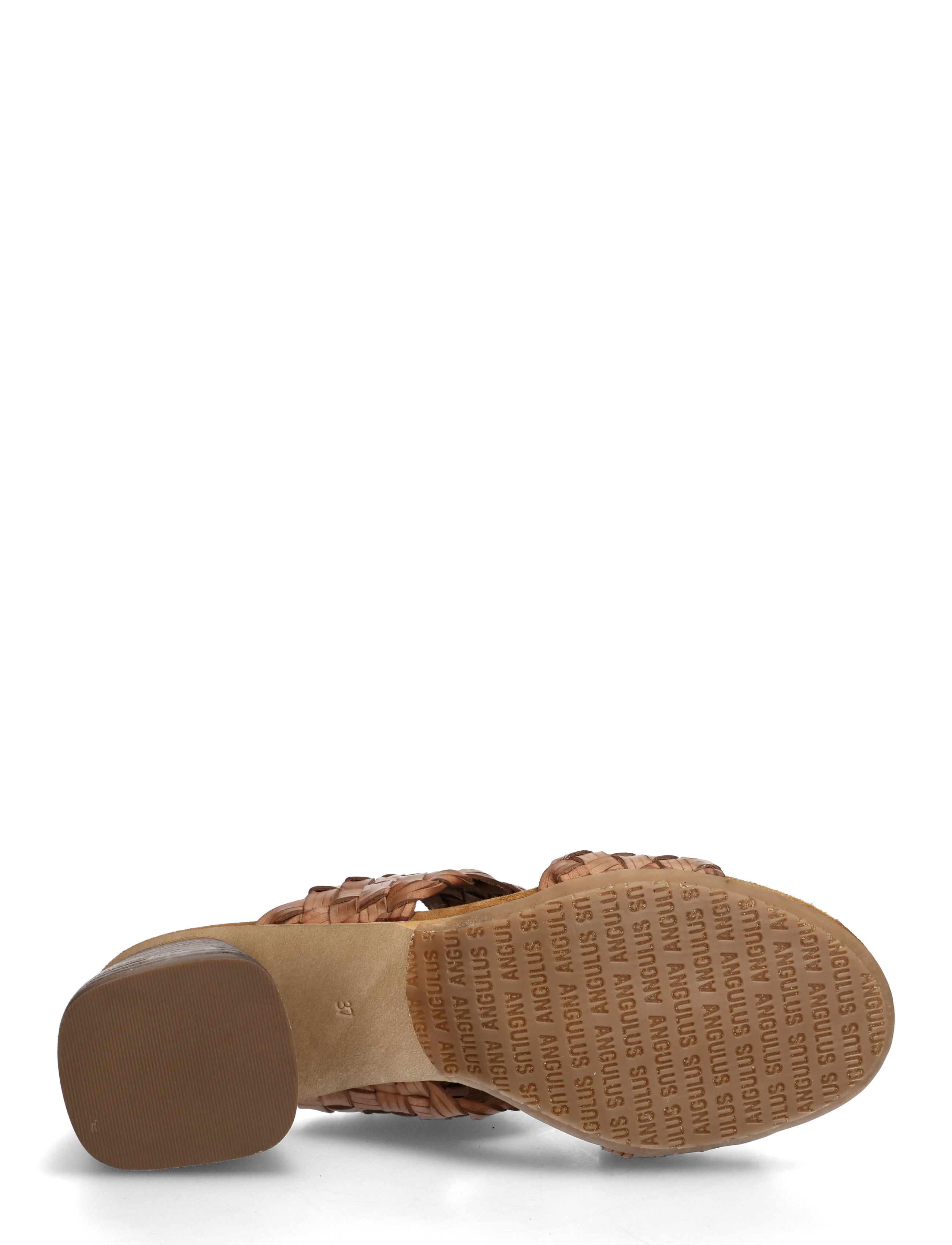 ANGULUS - Sandals - Block heels - heeled mules - 4685/f46 tan braid - 4
