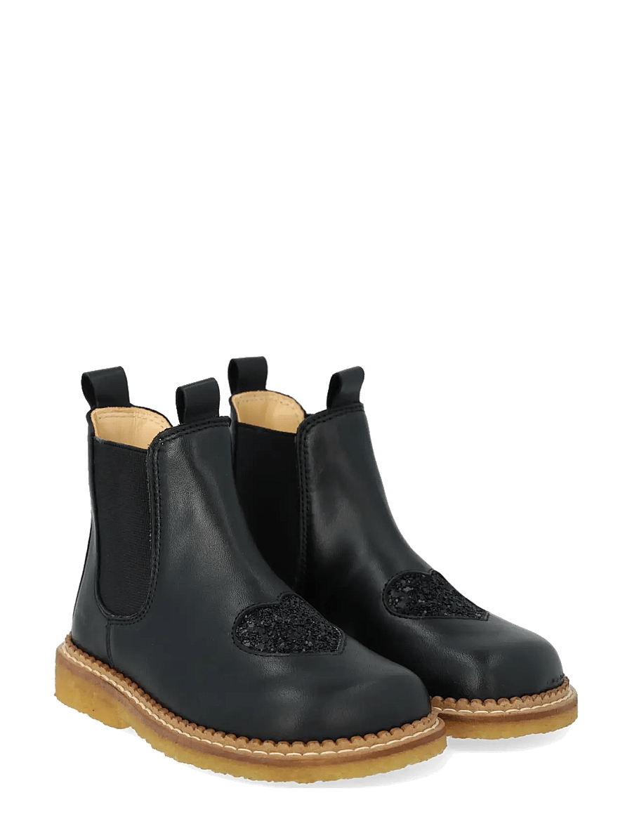 ANGULUS - Booties - flat - with elastic - schuhe - 1604/2486/001 black/black glit - 0